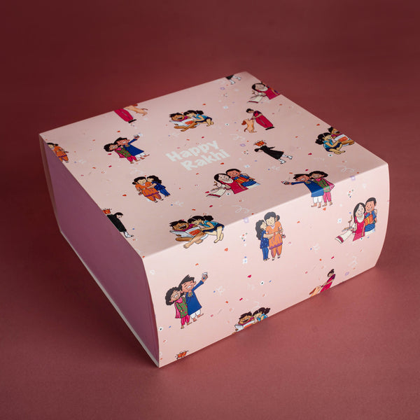 Happy Rakhi Box with Sleeve (Blush Pink)
