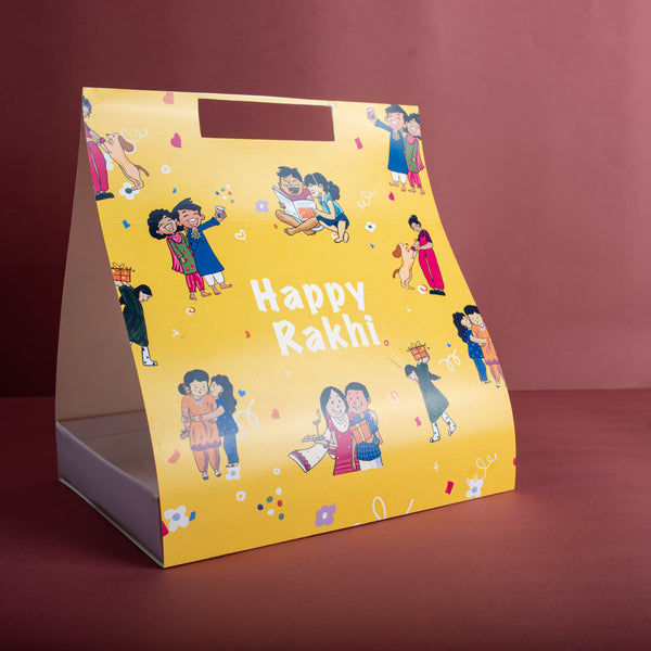 Yellow Happy Rakhi Hamper Carry Bag (Limited Edition) Price per pc: Rs. 250