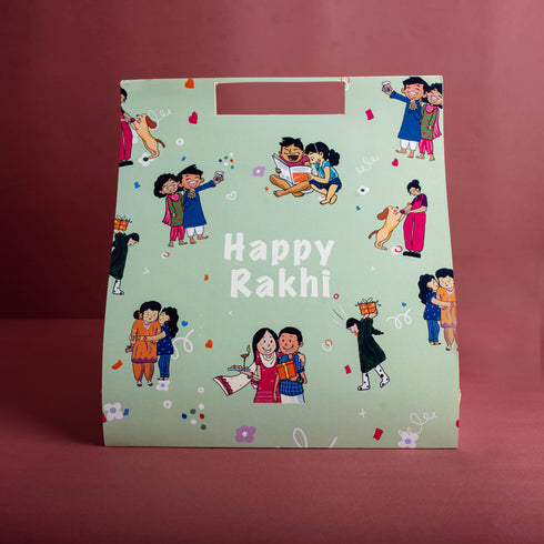 Mint Green Happy Rakhi Hamper Carry Bag (Limited Edition) Price per pc: Rs. 250