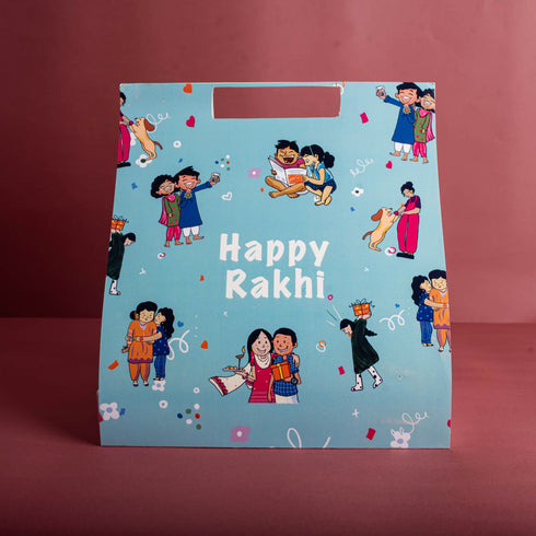 Blue Happy Rakhi Hamper Carry Bag (Limited Edition) Price per pc: Rs. 250