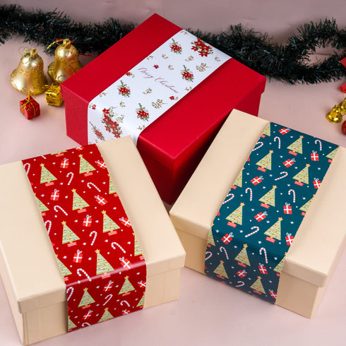Christmas Cream Gift Box with Mistletoe Magic Red Sleeve
