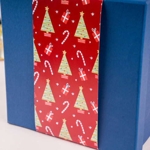 Christmas Blue Gift Box with Mistletoe Magic Red Sleeve