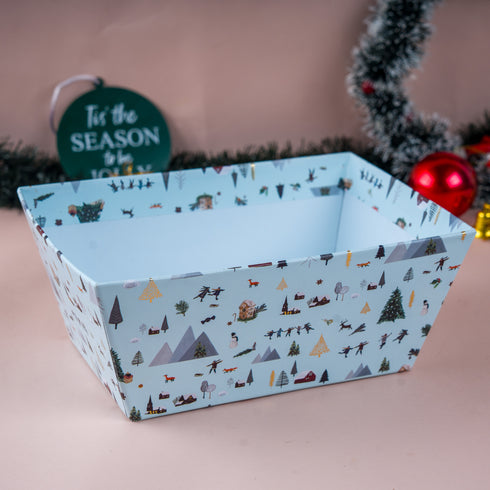 Nordic Noel Frosted Blue Gold Foiled Basket