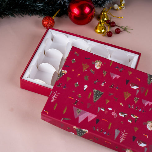 Nordic Noel Crimson Red Rigid Chocolate Box ( Cavity of 12 pcs )