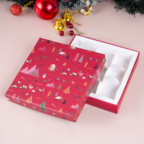 Nordic Noel Crimson Red Rigid Chocolate Box ( Cavity of 9 pcs )