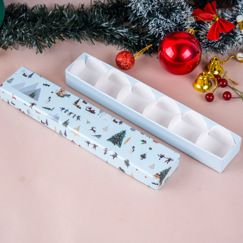 Nordic Noel Frosted Blue Rigid Chocolate Box ( Cavity of 6 pcs )