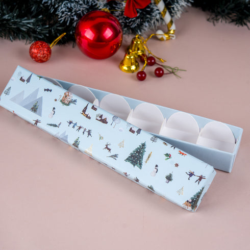 Nordic Noel Frosted Blue Rigid Chocolate Box ( Cavity of 6 pcs )