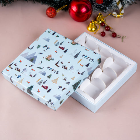 Nordic Noel Frosted Blue Rigid Chocolate Box ( Cavity of 9 pcs )