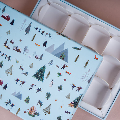 Nordic Noel Frosted Blue Rigid Chocolate Box ( Cavity of 12 pcs )