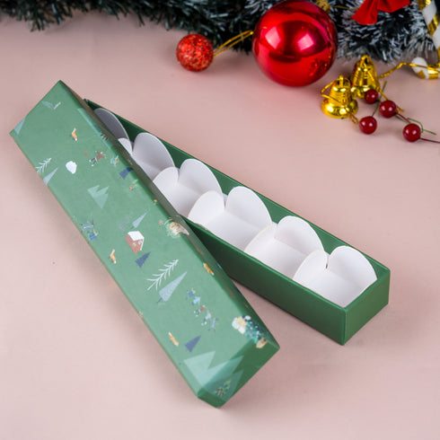 Nordic Noel Holiday Green Rigid Chocolate Box ( Cavity of 6 pcs )