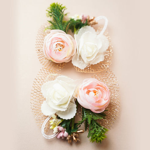 Pink & White Rose Flower bunch - Pack of 4 pcs (for packaging & decoration)