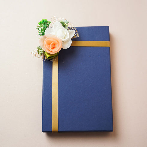 Peach & White Rose Flower bunch - Pack of 4 pcs (for packaging & decoration)