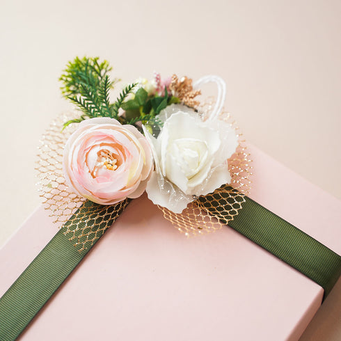 Pink & White Rose Flower bunch - Pack of 4 pcs (for packaging & decoration)