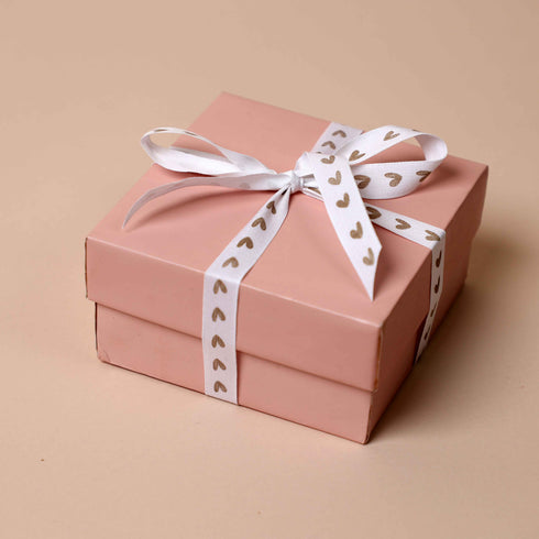 Love Print Cotton Ribbon (Gold on White)