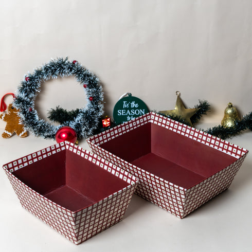 Crimson Checkered Basket