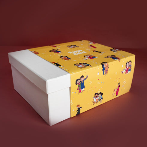 Happy Rakhi Box with Sleeve (Yellow)