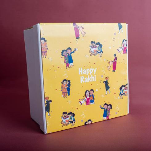 Happy Rakhi Box with Sleeve (Yellow)