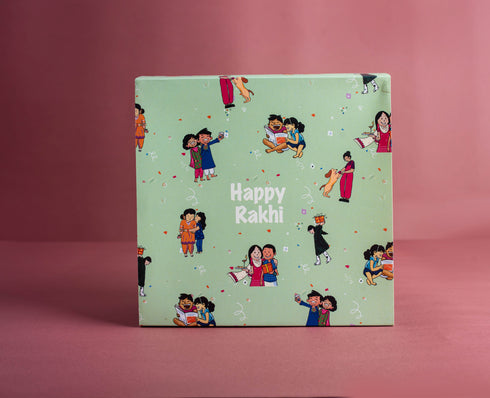 Happy Rakhi Box with Sleeve (Mint Green)