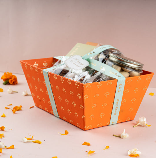 Festive Orange Gold Foiled Basket (Limited Festive Collection)