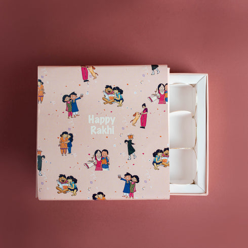 Pink Chocolate Box with Rakhi Sleeve (Cavity of 9 pcs)