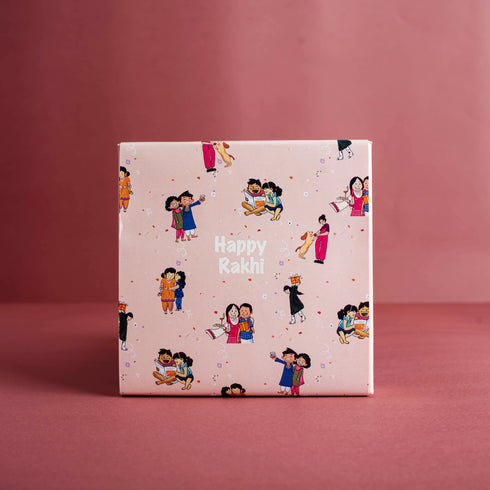 Pink Chocolate Box with Rakhi Sleeve (Cavity of 9 pcs)