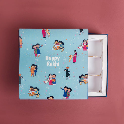 Navy Blue Chocolate Box with Rakhi Sleeve (Cavity of 9 pcs)