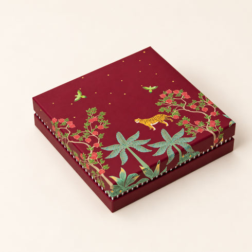 Bageecha Burgundy Cuff Style Mithai/Chocolate Box ( Cavity of 16 pcs )