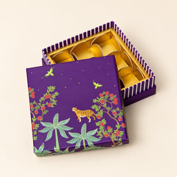 Bageecha Purple Cuff Style Mithai/Chocolate Box ( Cavity of 9 pcs )