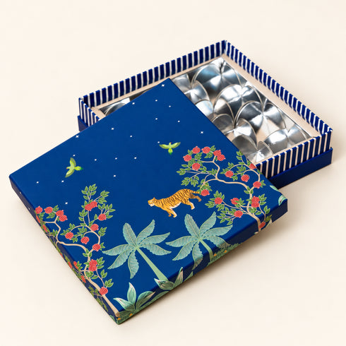 Bageecha Sapphire Blue Cuff Style Mithai/Chocolate Box ( Cavity of 16 pcs )