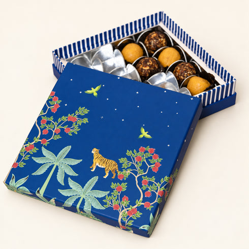 Bageecha Sapphire Blue Cuff Style Mithai/Chocolate Box ( Cavity of 16 pcs )