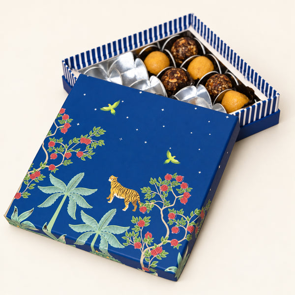 Bageecha Sapphire Blue Cuff Style Mithai/Chocolate Box ( Cavity of 16 pcs )