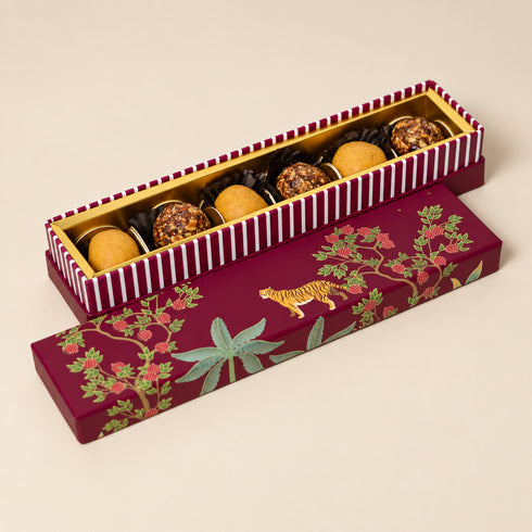 Bageecha Burgundy Cuff Style Chocolate/Mithai Box - Cavity of 6 pcs