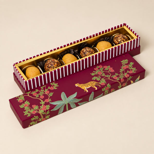 Bageecha Burgundy Cuff Style Chocolate/Mithai Box - Cavity of 6 pcs