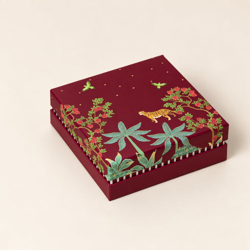 Bageecha Burgundy Cuff Style Mithai/Chocolate Box ( Cavity of 9 pcs )