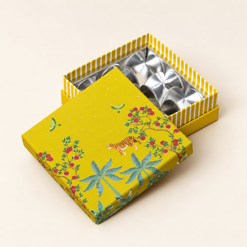 Bageecha Yellow Cuff Style Mithai/Chocolate Box ( Cavity of 9 pcs )