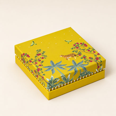 Bageecha Yellow Cuff Style Mithai/Chocolate Box ( Cavity of 9 pcs )