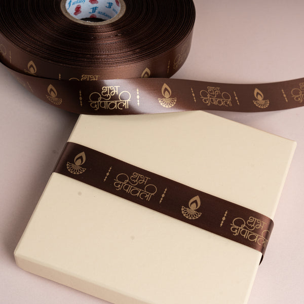 Shubh Deepawali Ribbon (Cinnamon Brown)