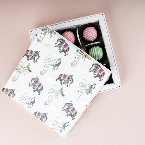 Van Mahal Gold Foil Rigid Chocolate Box (Ivory - Cavity of 9 pcs)