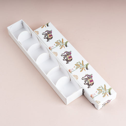 Van Mahal Gold Foil Rigid Chocolate Box (Ivory - Cavity of 6 pcs)