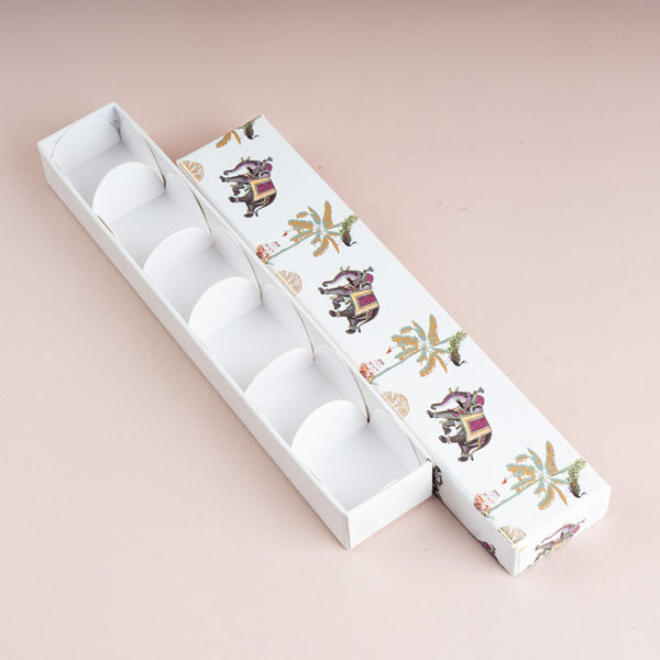 Van Mahal Gold Foil Rigid Chocolate Box (Ivory - Cavity of 6 pcs)