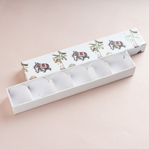 Van Mahal Gold Foil Rigid Chocolate Box (Ivory - Cavity of 6 pcs)