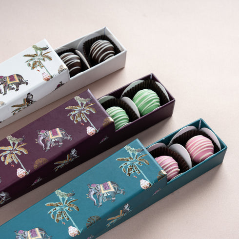 Van Mahal Gold Foil Rigid Chocolate Box (Persian Green - Cavity of 6 pcs)