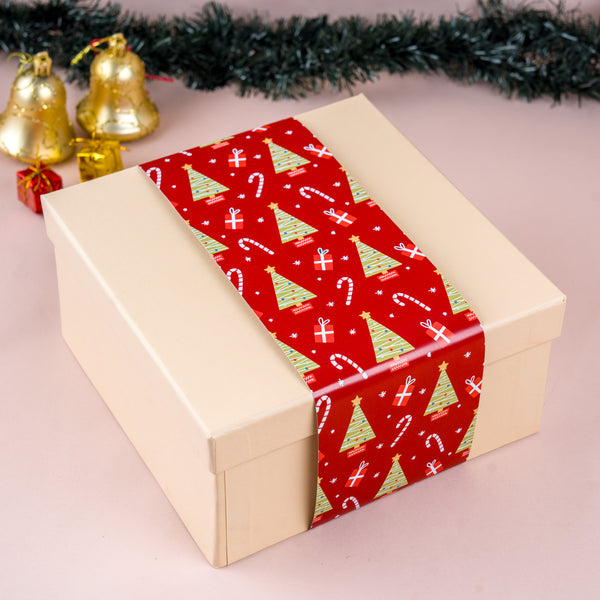 Christmas Cream Gift Box with Mistletoe Magic Red Sleeve