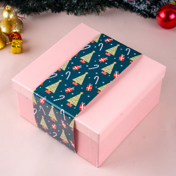 Christmas Pink Gift Box with Mistletoe Magic Green Sleeve