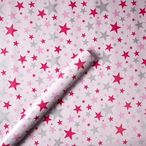 Pink Stardust Wrapping Roll (2 MTRS - 27.5X79 INCHES)