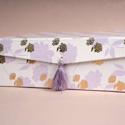 Peony Lavender Tassel Box - Foldable/Collapsible Magnetic Box