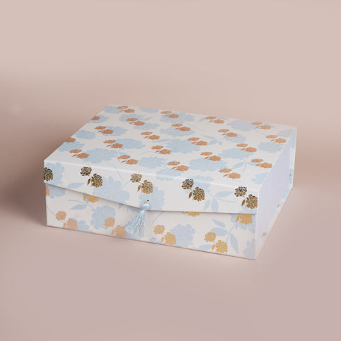 Pastel Blue Tassel Box - Foldable/Collapsible Magnetic Box
