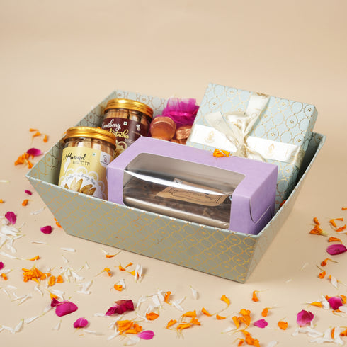 Moroccan Powder Blue Gold Foil Basket