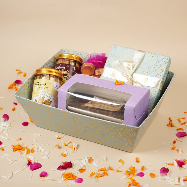 Moroccan Powder Blue Gold Foil Basket