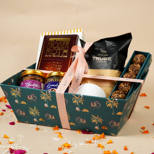Van Mahal Gold Foil Basket (Persian Green)